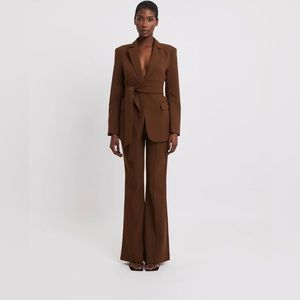 Because of Alice |  Classic Blazer with Belt and Wide Leg Suit Trousers